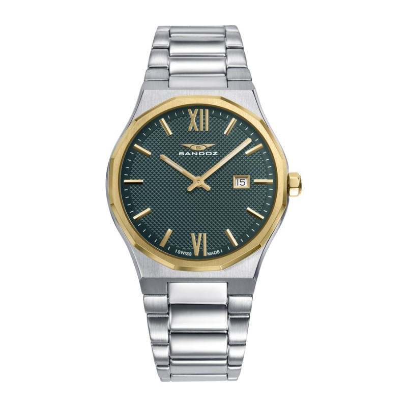 Reloj Sandoz 83013-63 Hombre Acero con bisel dorado