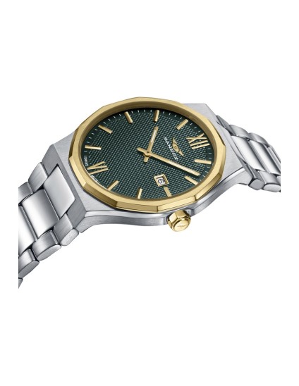 Sandoz 83013-63 Men's Steel Watch with Gold Bezel