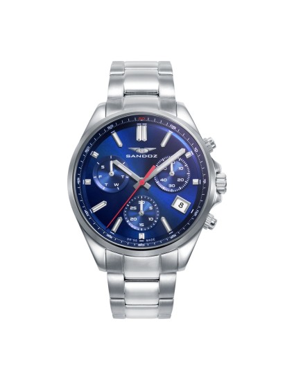 Sandoz 83003-37 Men's Steel Watch Blue Dial Chronograph
