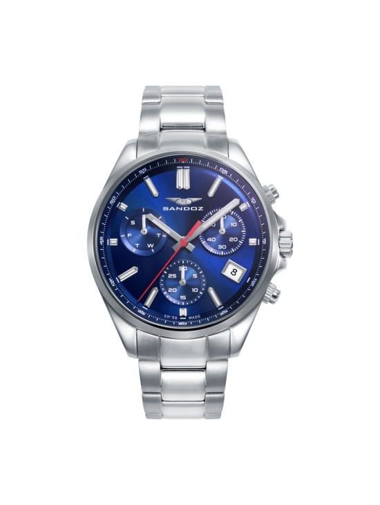 Sandoz 83003-37 Men's Steel Watch Blue Dial Chronograph