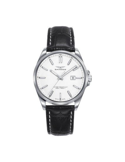 Relógio Sandoz 83002-07 Mulher Aço com Correia Pele Preta