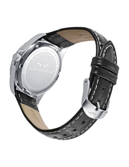 Sandoz 83002-07 Women's Watch Steel with Black Leather Strap