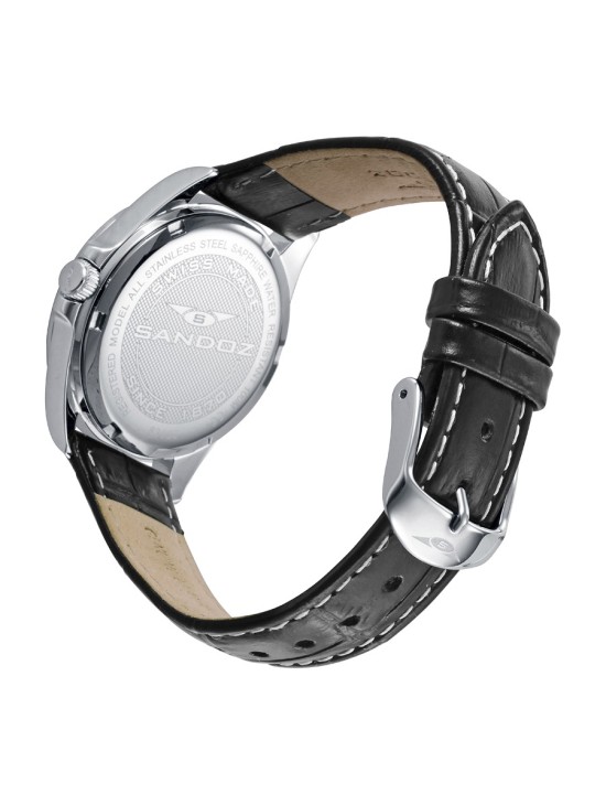 Relógio Sandoz 83002-07 Mulher Aço com Correia Pele Preta