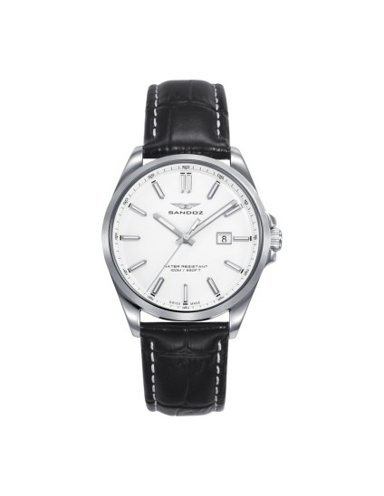 Relógio Sandoz 83002-07 Mulher Aço com Correia Pele Preta