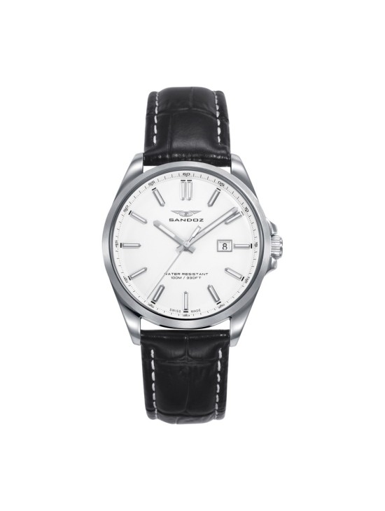 Reloj Sandoz 83002-07 Mujer Acero con correa piel negra