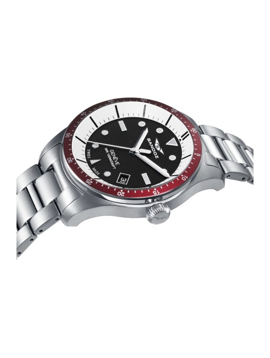 Reloj Sandoz 81501-99 Hombre Acero con bisel rojo y esfera negra