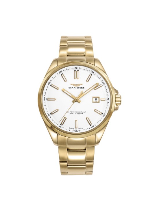 Relógio Sandoz 83001-97 Homem Aço IP Dourado Elegante