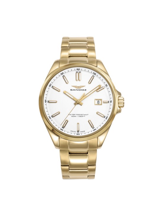 Relógio Sandoz 83001-97 Homem Aço IP Dourado Elegante
