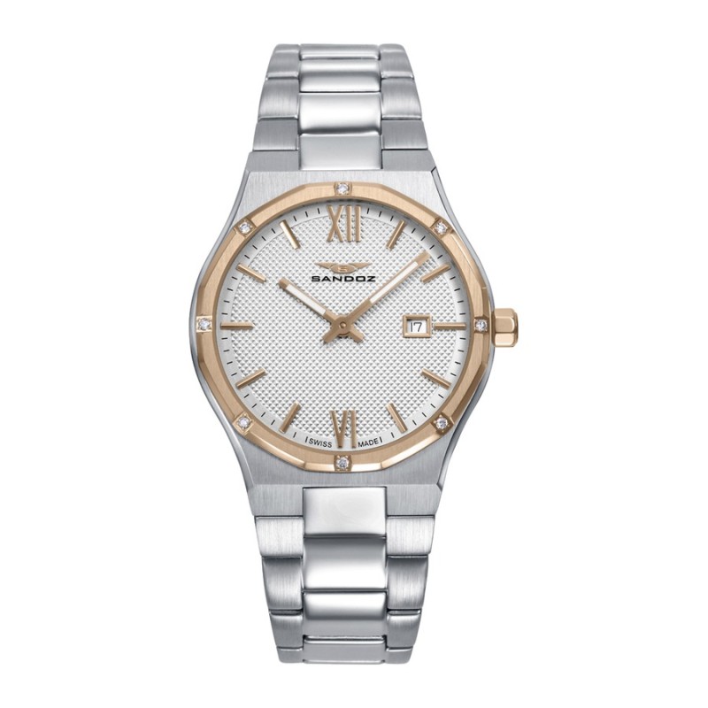 Reloj Sandoz 83006-83 mujer acero IP rosa y diamantes