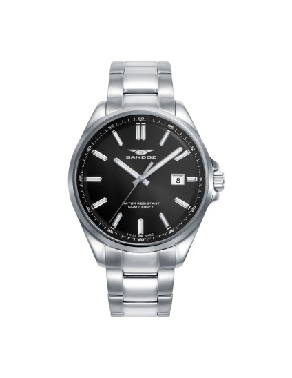 Relógio Sandoz 83001-57 Homem Aço Prateado Mostrador Preto