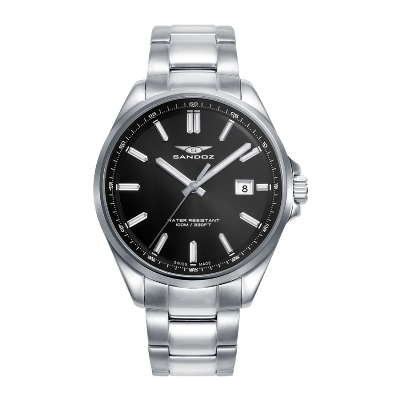 Reloj Sandoz 83001-57 Hombre Acero Plateado esfera negra