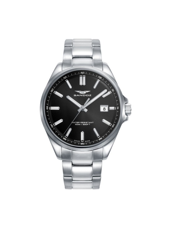 Relógio Sandoz 83001-57 Homem Aço Prateado Mostrador Preto