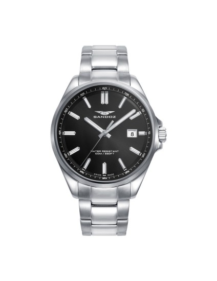 Relógio Sandoz 83001-57 Homem Aço Prateado Mostrador Preto