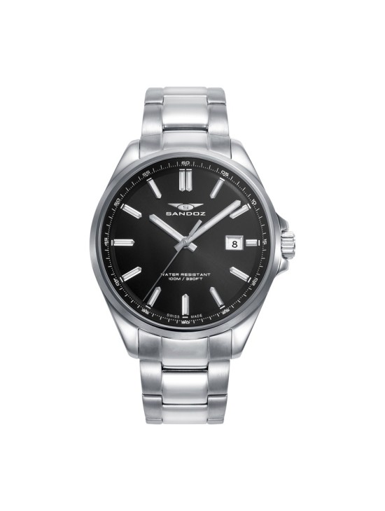 Relógio Sandoz 83001-57 Homem Aço Prateado Mostrador Preto