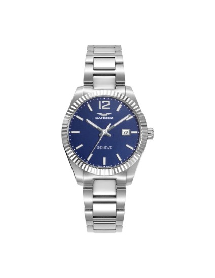 Sandoz 81384-35 Women's Silver Steel Watch with Blue Dial