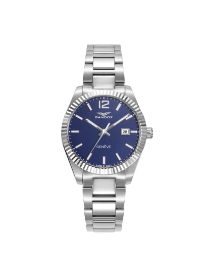 Relógio Sandoz 81384-35 Mulher Aço Prateado Mostrador Azul