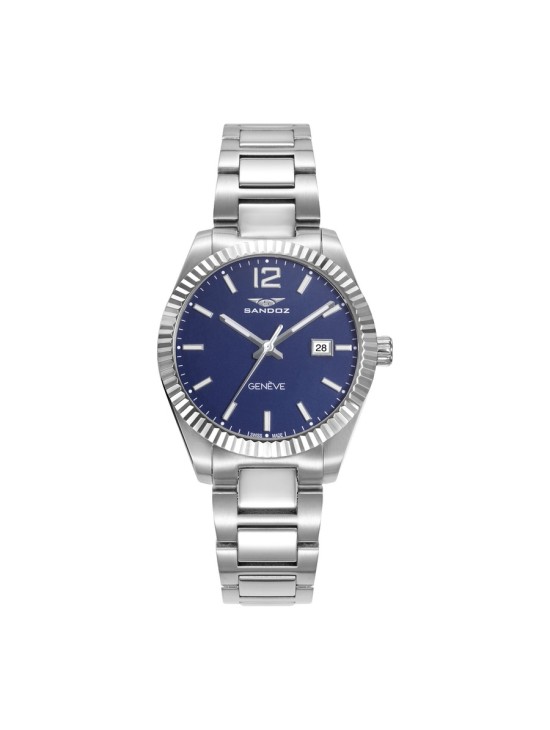 Reloj Sandoz 81384-35 Mujer Acero Plateado Esfera Azul