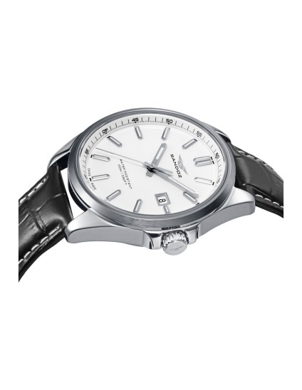 Sandoz 83005-07 Men's Steel Watch with Black Leather Strap