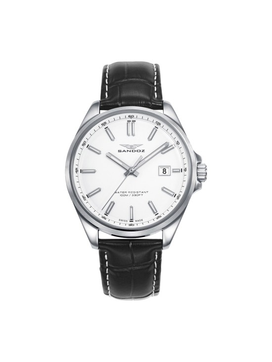 Reloj Sandoz 83005-07 Hombre Acero con correa piel negra