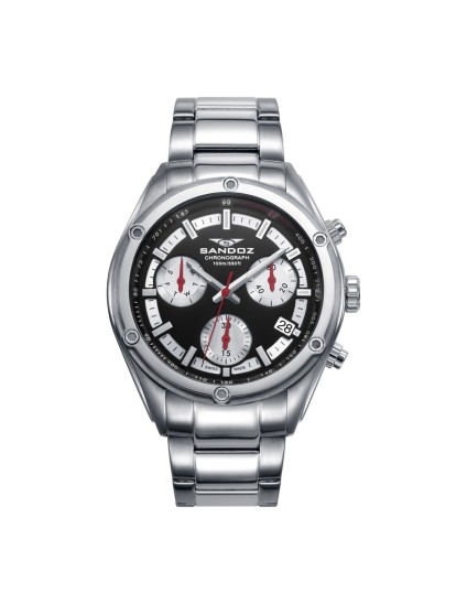 Relógio Sandoz 81509-57 Homem Aço Cronógrafo Mostrador Preto
