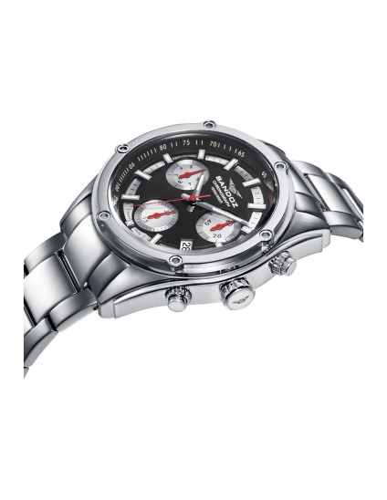 Relógio Sandoz 81509-57 Homem Aço Cronógrafo Mostrador Preto
