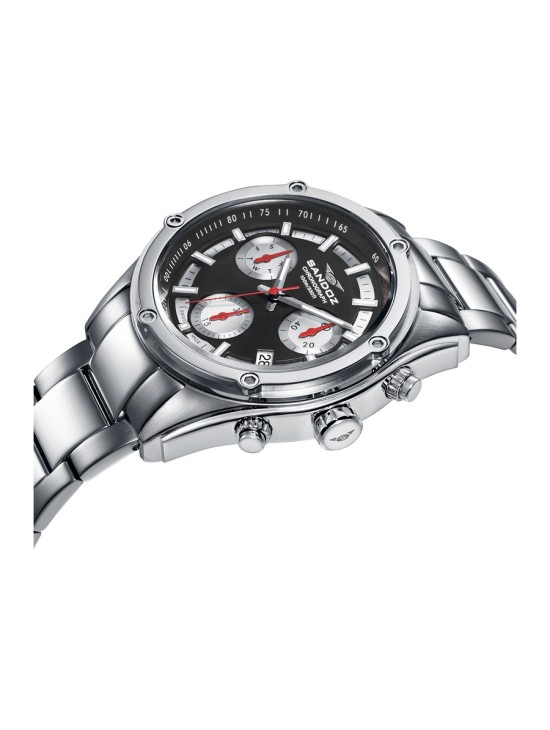 Sandoz 81509-57 Men's Steel Chronograph Watch Black Dial