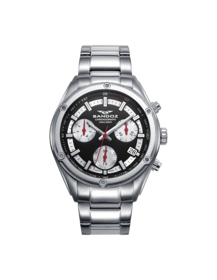 Sandoz 81509-57 Men's Steel Chronograph Watch Black Dial