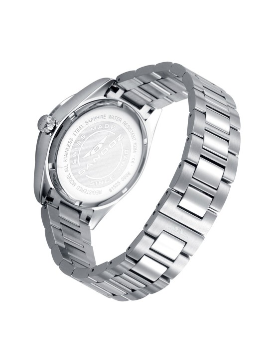 Sandoz 81525-35 Men's Silver Steel Watch with Blue Dial
