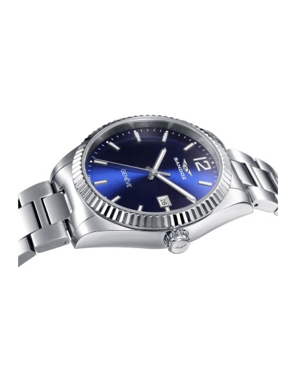 Sandoz 81525-35 Men's Silver Steel Watch with Blue Dial