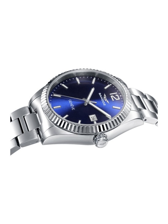 Reloj Sandoz 81525-35 Hombre Acero Plateado Esfera Azul