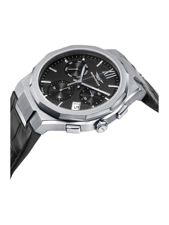 Reloj Sandoz 83015-53 Hombre Acero Piel Negra Cronógrafo