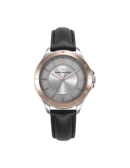 Mark Maddox MC1001-17 Women's Watch Pink Steel & Black Strap
