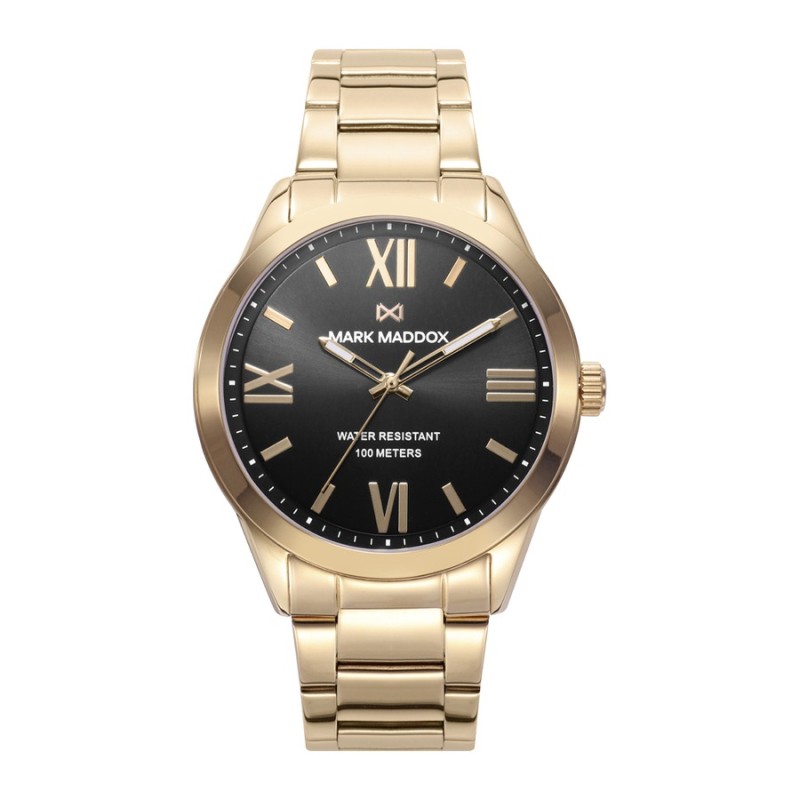 Mark Maddox HM1007-53 Men's Gold IP Steel Watch with Black Dial
