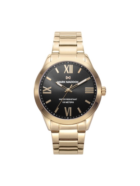 Mark Maddox HM1007-53 Men's Gold IP Steel Watch with Black Dial