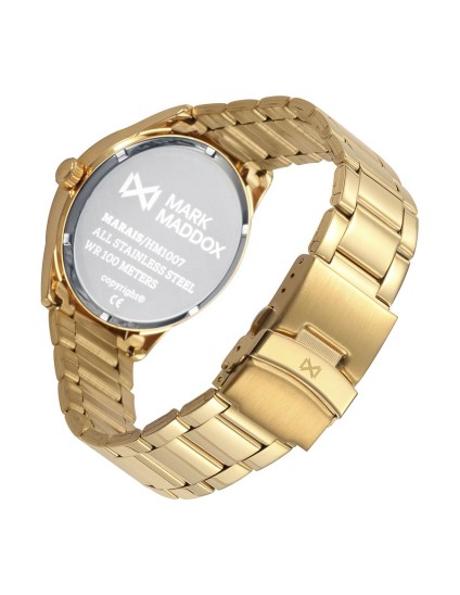 Mark Maddox HM1007-53 Men's Gold IP Steel Watch with Black Dial