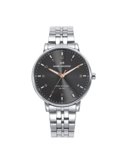 Mark Maddox HM1015-14 Men's Silver Steel Watch with Grey Dial