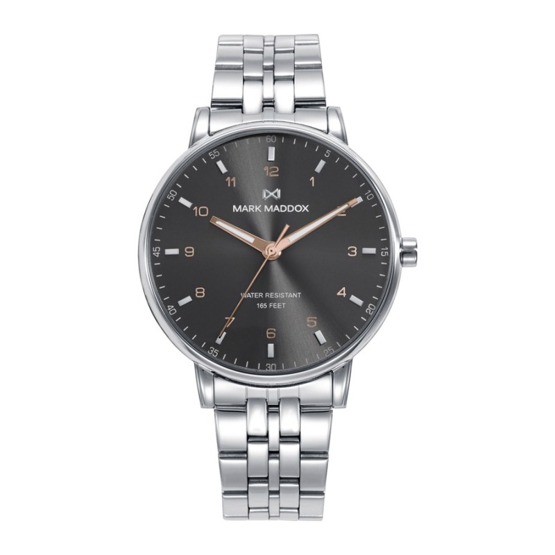 Mark Maddox HM1015-14 Men's Silver Steel Watch with Grey Dial