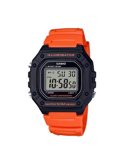 Reloj Casio W-218H-4B2 Digital Naranja y Negro | Joyería Parejo