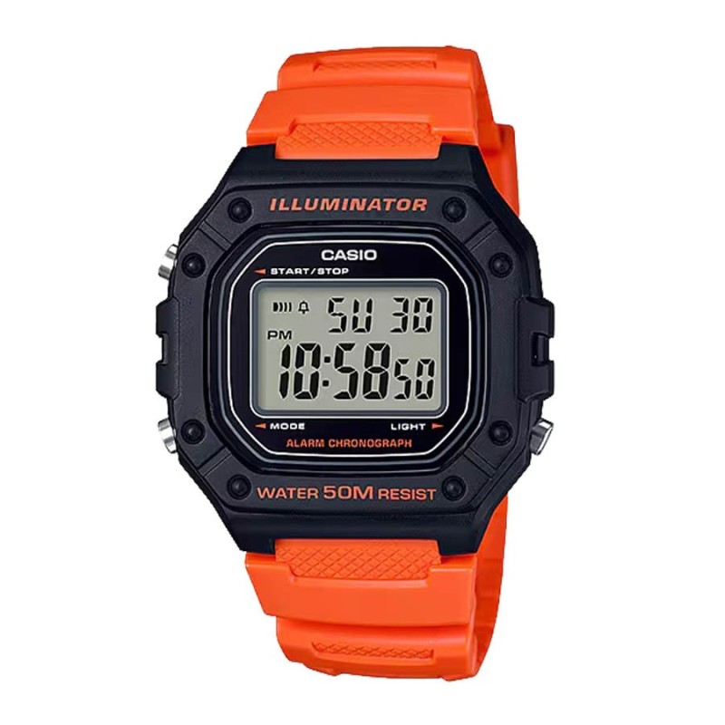 Casio W-218H-4B2 Digital Watch Orange & Black | Joyería Parejo