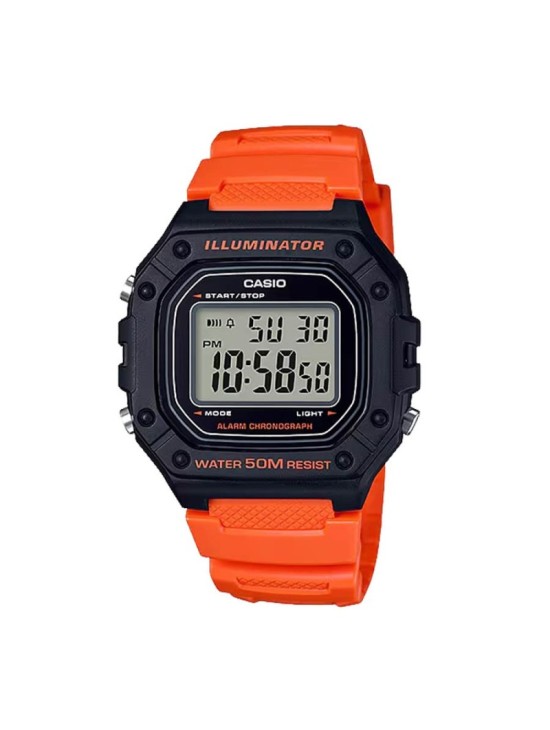Relógio Casio W-218H-4B2 Digital Laranja e Preto | Joyería Parejo
