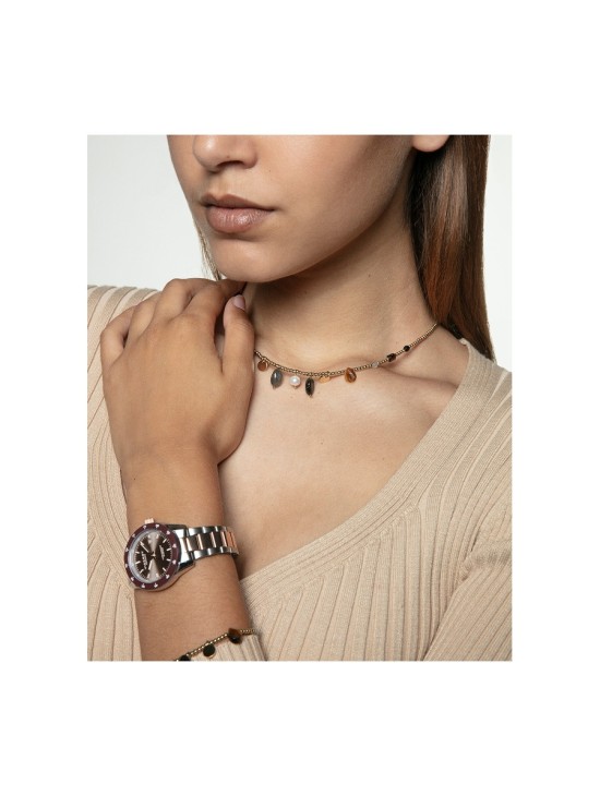 Viceroy 401246-17 Women's Watch Rose IP Steel & Brown Ceramic