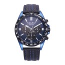 Viceroy Men's Watch 401301-33 Steel with Blue Plating and Black Leather Strap