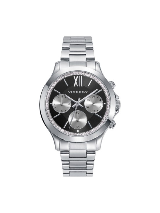 Reloj Viceroy Mujer 42434-53 Acero Esfera Negra Circonitas