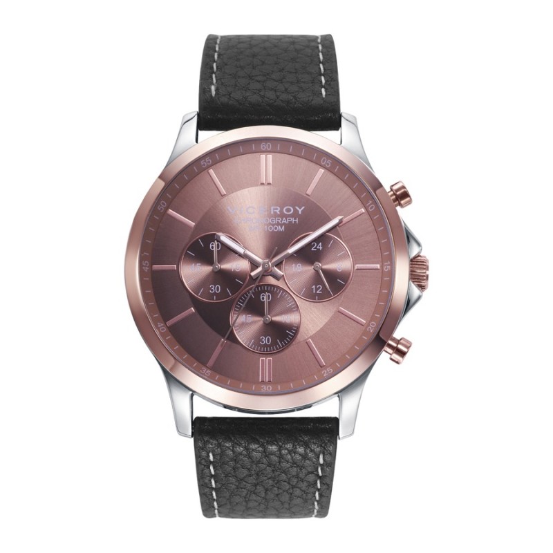 Reloj Viceroy 401293-47 Hombre Acero piel negra y esfera rosa
