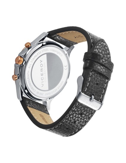 Reloj Viceroy 401293-47 Hombre Acero piel negra y esfera rosa