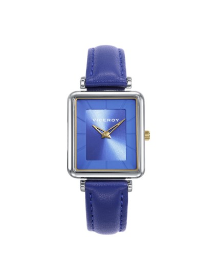 Relógio Viceroy 401238-37 Mulher Aço Dourado e Pele Azul