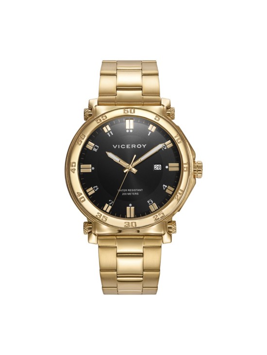 Relógio Viceroy 401277-57 Homem Aço IP Dourado Esfera Preta