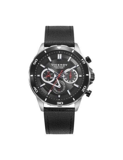 Viceroy 46845-57 Men's Watch Steel & Leather Black Bezel