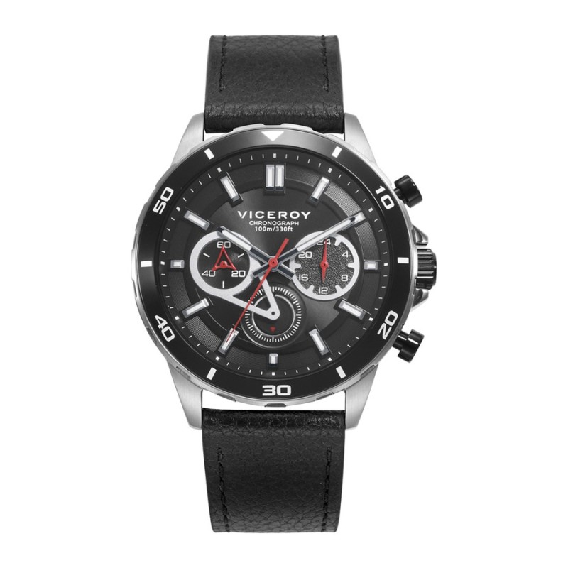 Relógio Viceroy 46845-57 Homem Aço e Pele com Bisel Preto