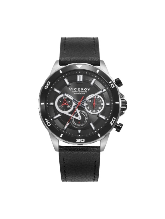 Viceroy 46845-57 Men's Watch Steel & Leather Black Bezel